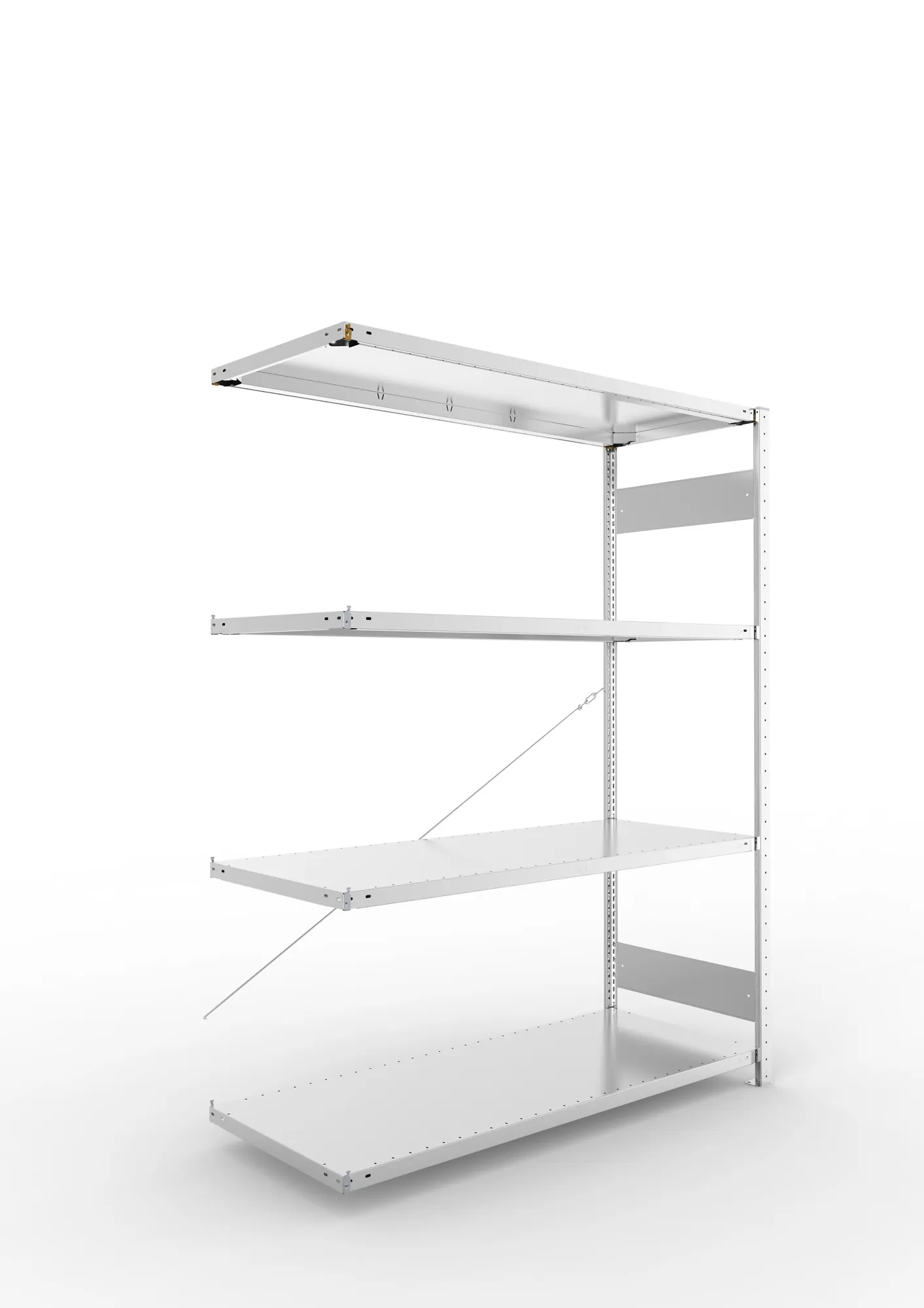 META CLIP S3 | Fachbodenregal | Anbauregal | 2000 x 1500 x 600 mm | Fachlast 200 kg | 3+1 Ebenen | verzinkt