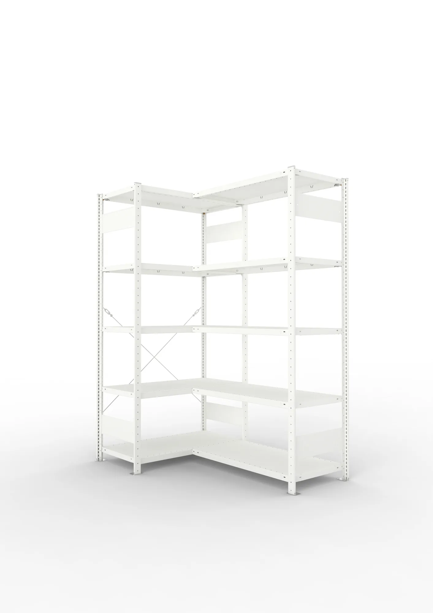 META CLIP | Eckregal | 2000 x 1000 x 500 mm | Fachlast 100 kg | 4+1 Ebenen | RAL 7035