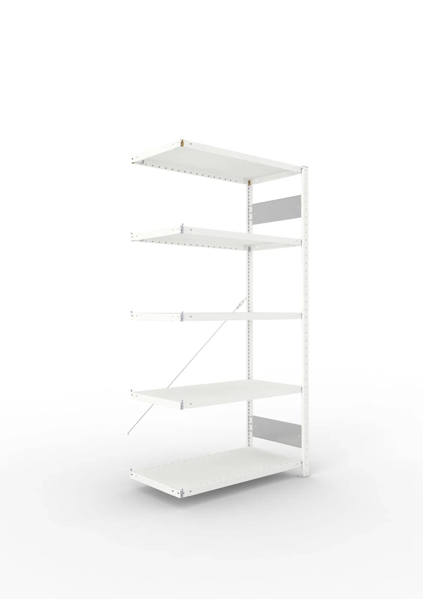 META CLIP S3 | Fachbodenregal | Anbauregal | 2000 x 1000 x 500 mm | Fachlast 230 kg | 4+1 Ebenen | RAL 7035