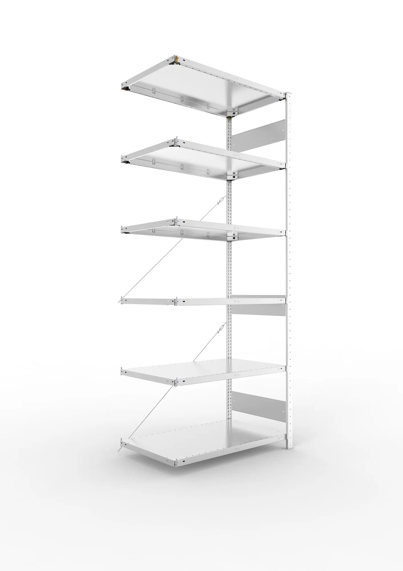 META CLIP S3 | Fachbodenregal | Anbauregal | 2500 x 1000 x 600 mm | Fachlast 150 kg | 5+1 Ebenen | verzinkt