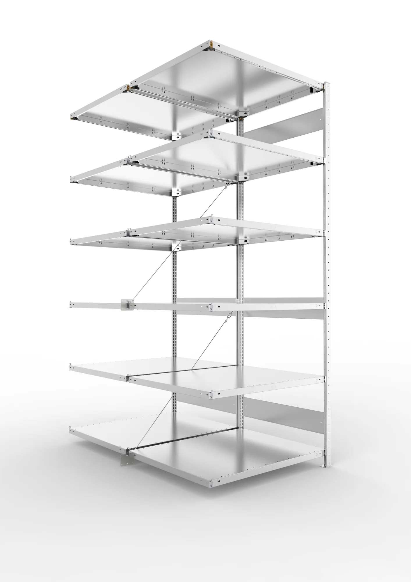 META CLIP | Fachbodenregal | Doppel-Anbauregal | 2500 x 1000 x 800 mm | Fachlast 230 kg | 5+1 Ebenen | verzinkt