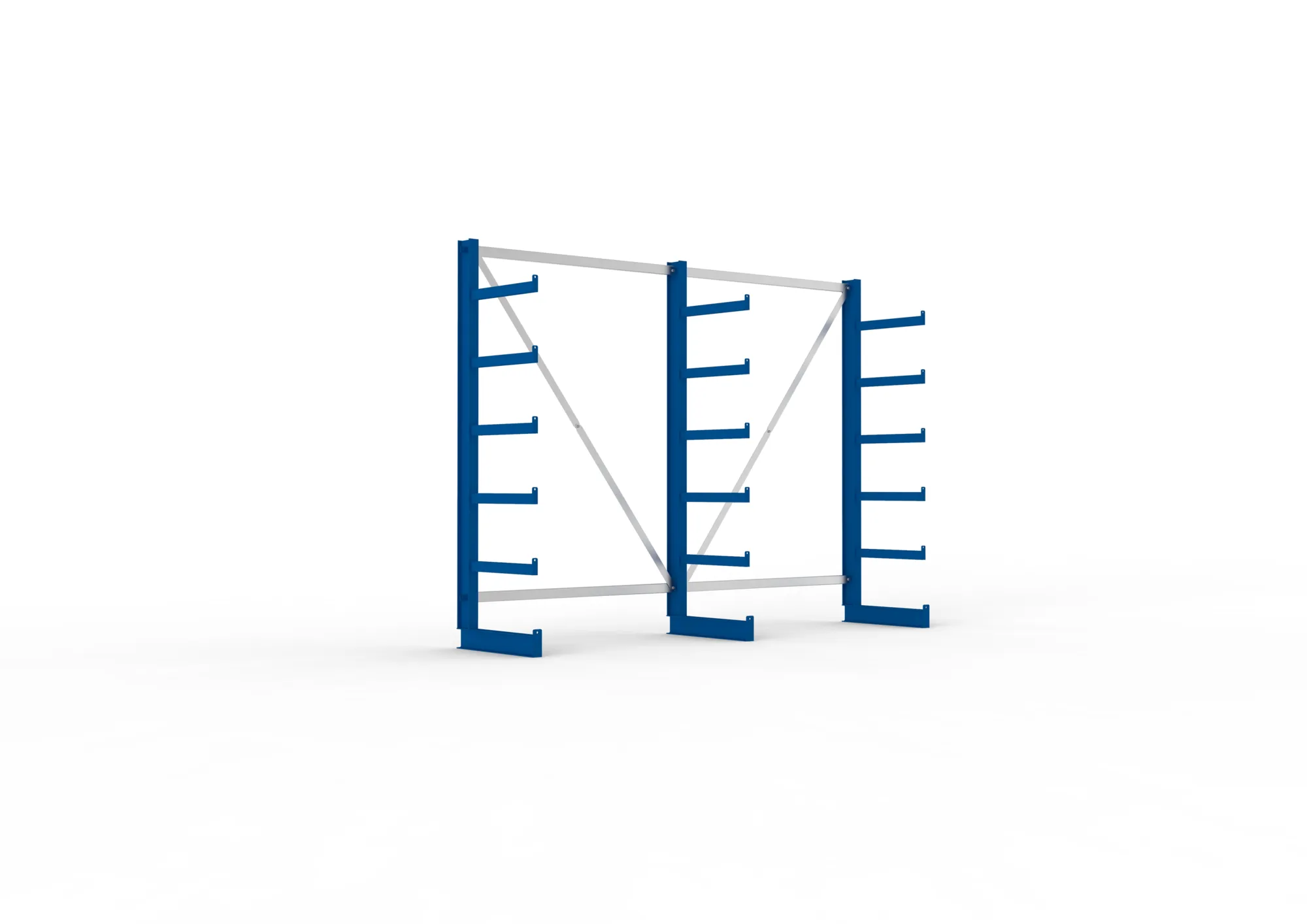 META ATLAS ST | Kragarmregal | 2 Felder | 2000 x 2700 x 500 mm | Armlast 200 kg | einseitig | 5+1 Ebenen | RAL 5010