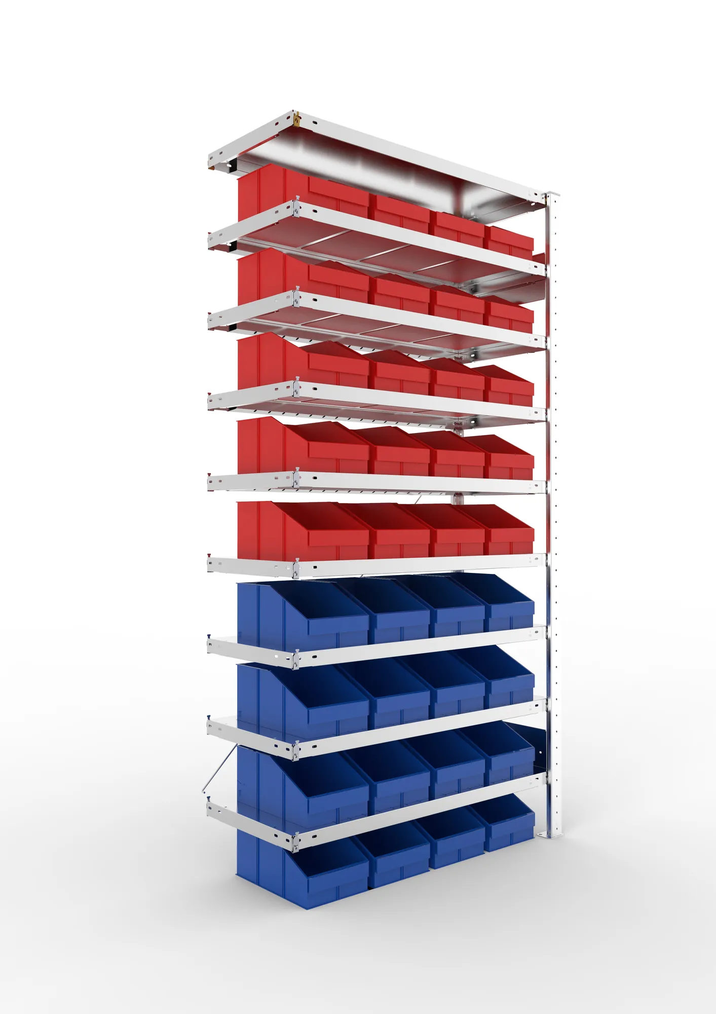 Quick S3 shelv. Add-on 2000 x 1000 x 400 pre-galv. with plastic bins