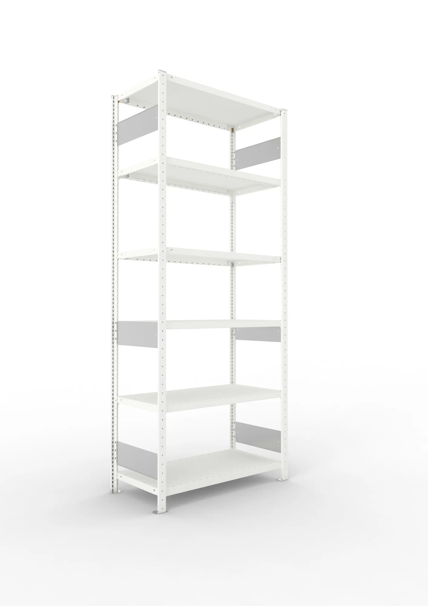 META CLIP S3 | Fachbodenregal | Grundregal | 2500 x 1000 x 500 mm | Fachlast 230 kg | 5+1 Ebenen | Längsriegel | RAL 7035