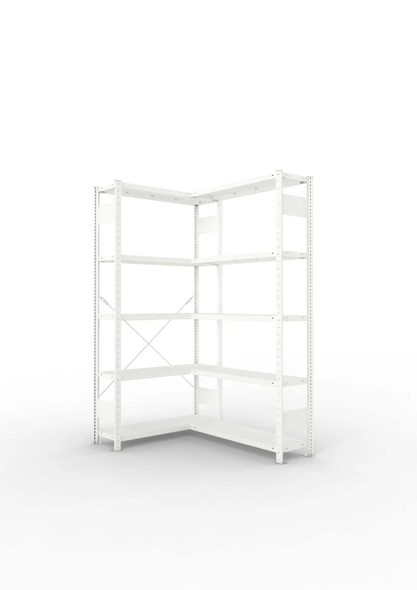 META CLIP | Eckregal | 2000 x 1000 x 300 mm | Fachlast 100 kg | 4+1 Ebenen | RAL 7035