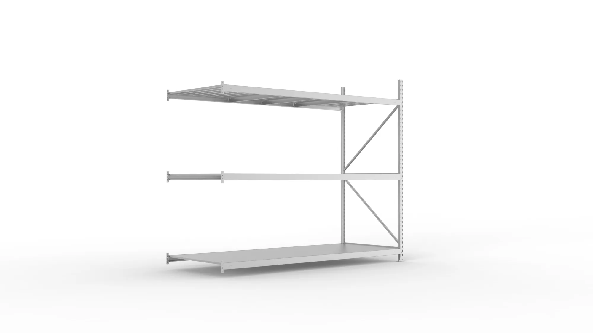 META MINI-RACK Weitspannregal | Anbauregal | 2200 x 2600 x 1050 mm | Fachlast 490 kg | Stahlpaneelböden | 3 Ebenen