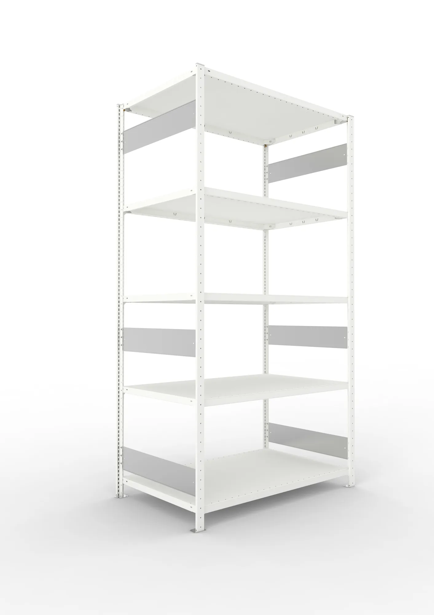 META CLIP S3 | Fachbodenregal | Grundregal | 2500 x 1300 x 800 mm | Fachlast 230 kg | 4+1 Ebenen | Längsriegel | RAL 7035