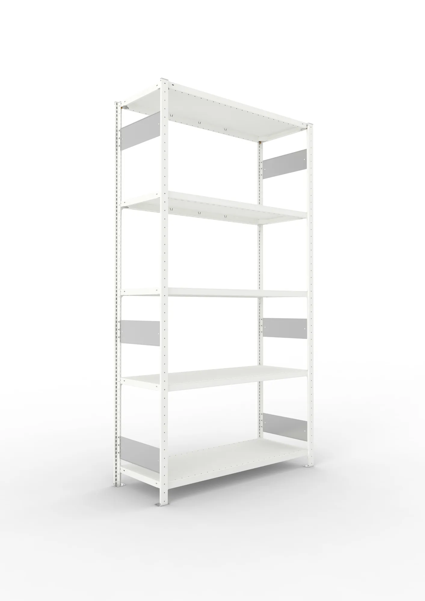 META CLIP S3 | Fachbodenregal | Grundregal | 2500 x 1300 x 500 mm | Fachlast 230 kg | 4+1 Ebenen | Längsriegel | RAL 7035