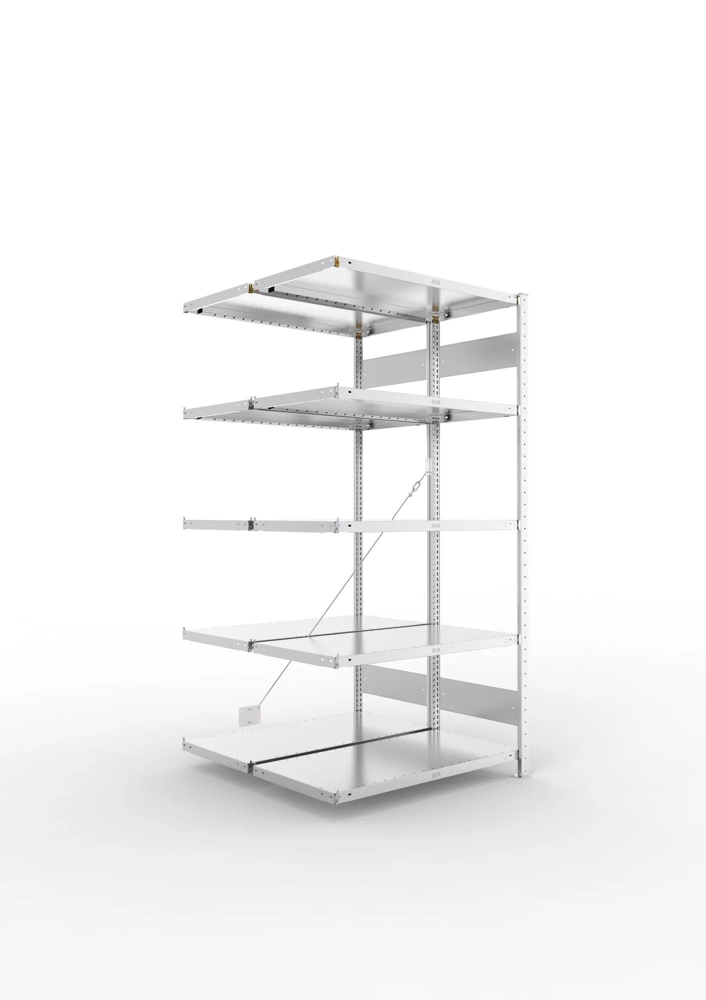 META CLIP | Fachbodenregal | Doppel-Anbauregal | 2000 x 1000 x 500 mm | Fachlast 230 kg | 4+1 Ebenen | verzinkt