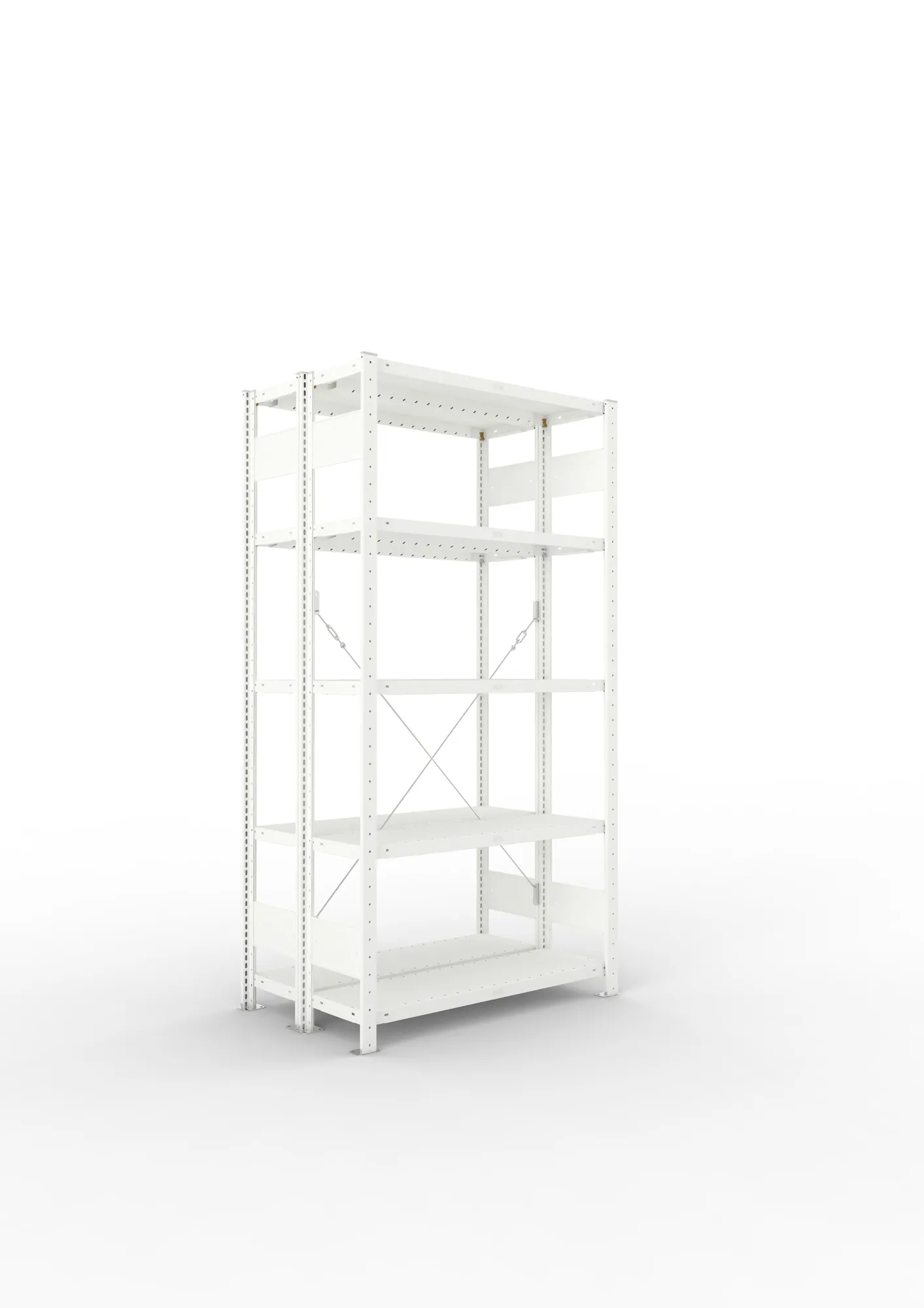 META CLIP | Fachbodenregal | Doppel-Grundregal | 2000 x 1000 x 300 mm | Fachlast 230 kg | 4+1 Ebenen | RAL 7035