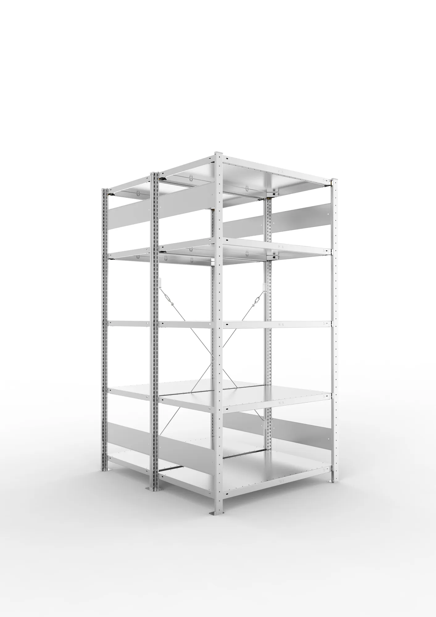 META CLIP | Fachbodenregal | Doppel-Grundregal | 2000 x 1000 x 600 mm | Fachlast 150 kg | 4+1 Ebenen | verzinkt
