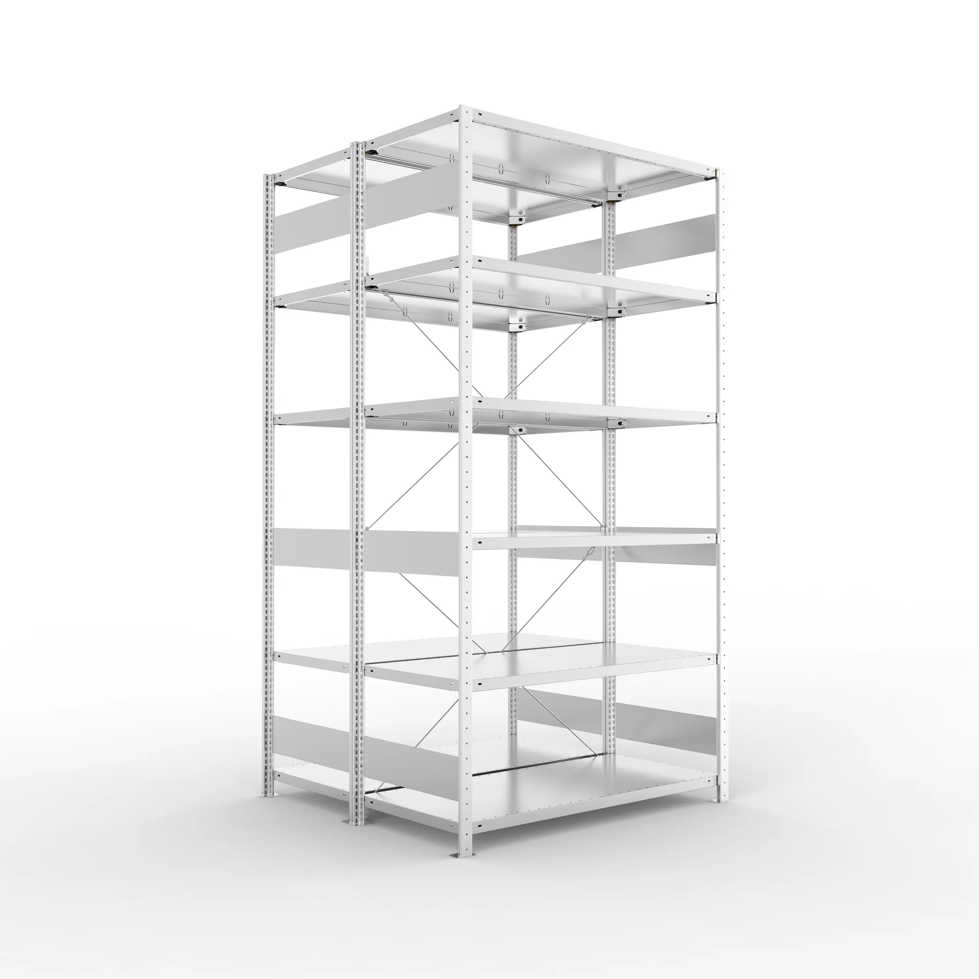 META CLIP S3 | Fachbodenregal | Doppel-Grundregal | 2500 x 1300 x 600 mm | Fachlast 150 kg | 5+1 Ebenen | verzinkt