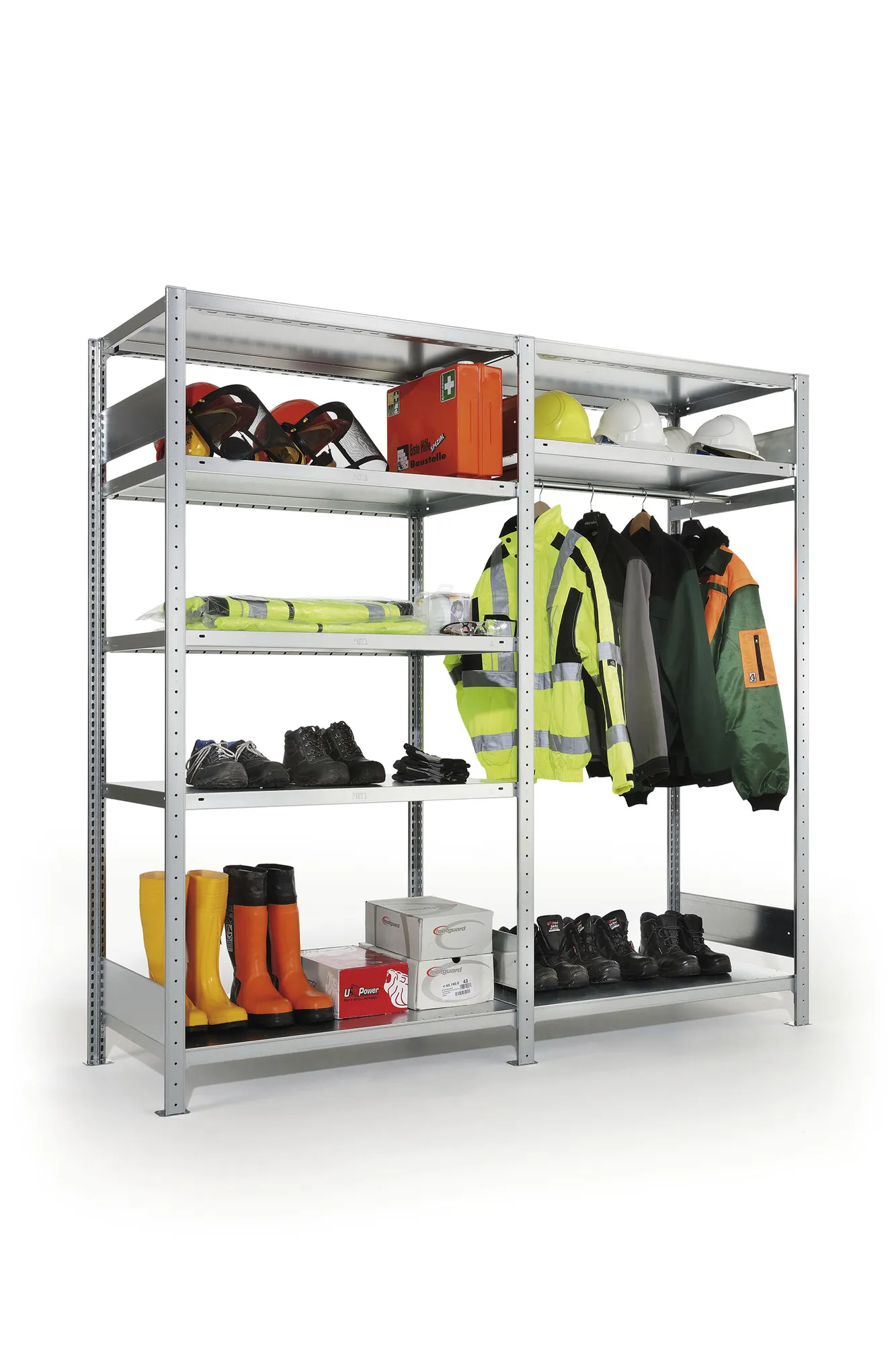 Quick complete bays with hanging rails 2000 x 200 0 x 600 pre-galv.