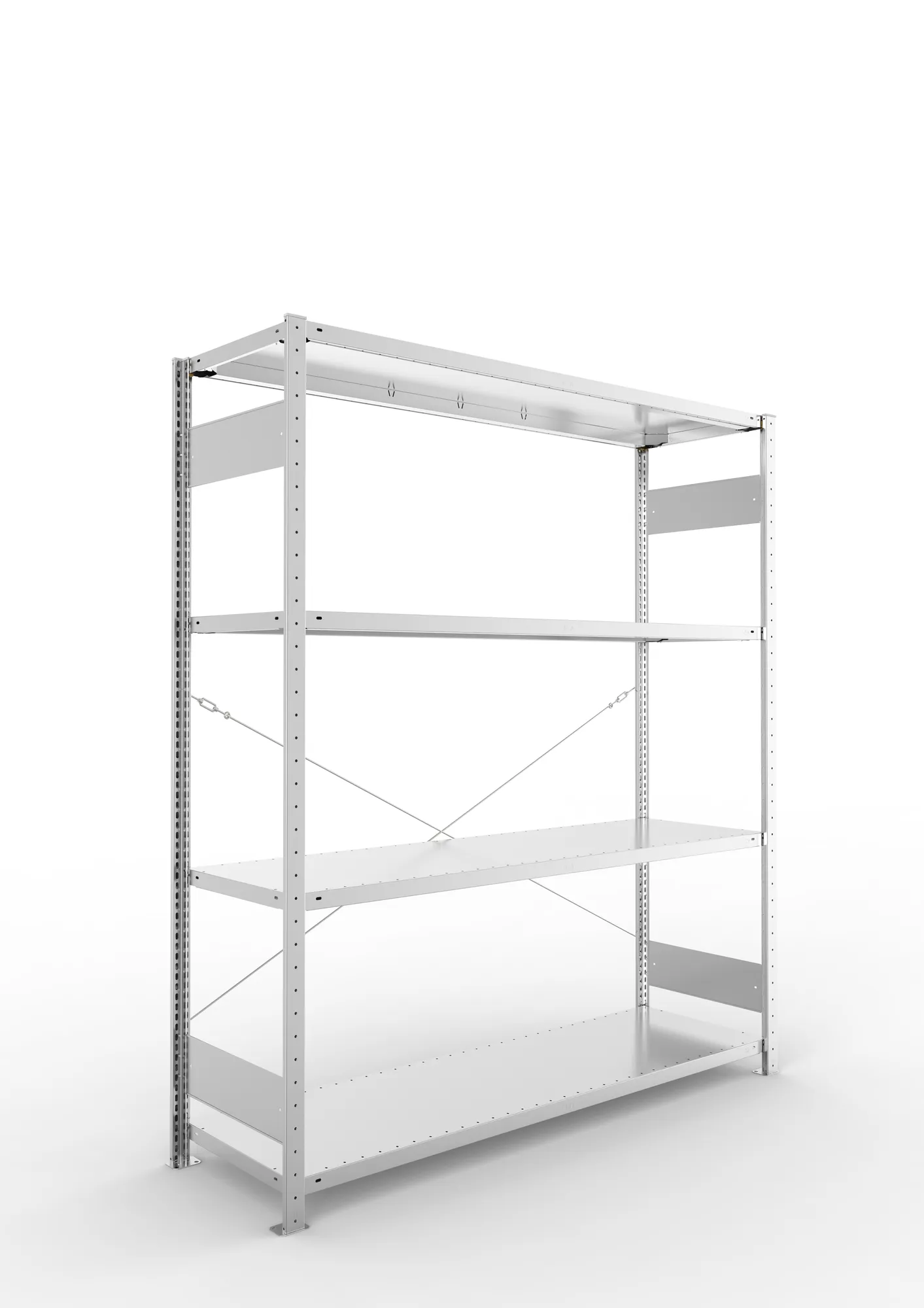 META CLIP S3 | Fachbodenregal | Grundregal | 2000 x 1700 x 500 mm | Fachlast 200 kg | 3+1 Ebenen | verzinkt