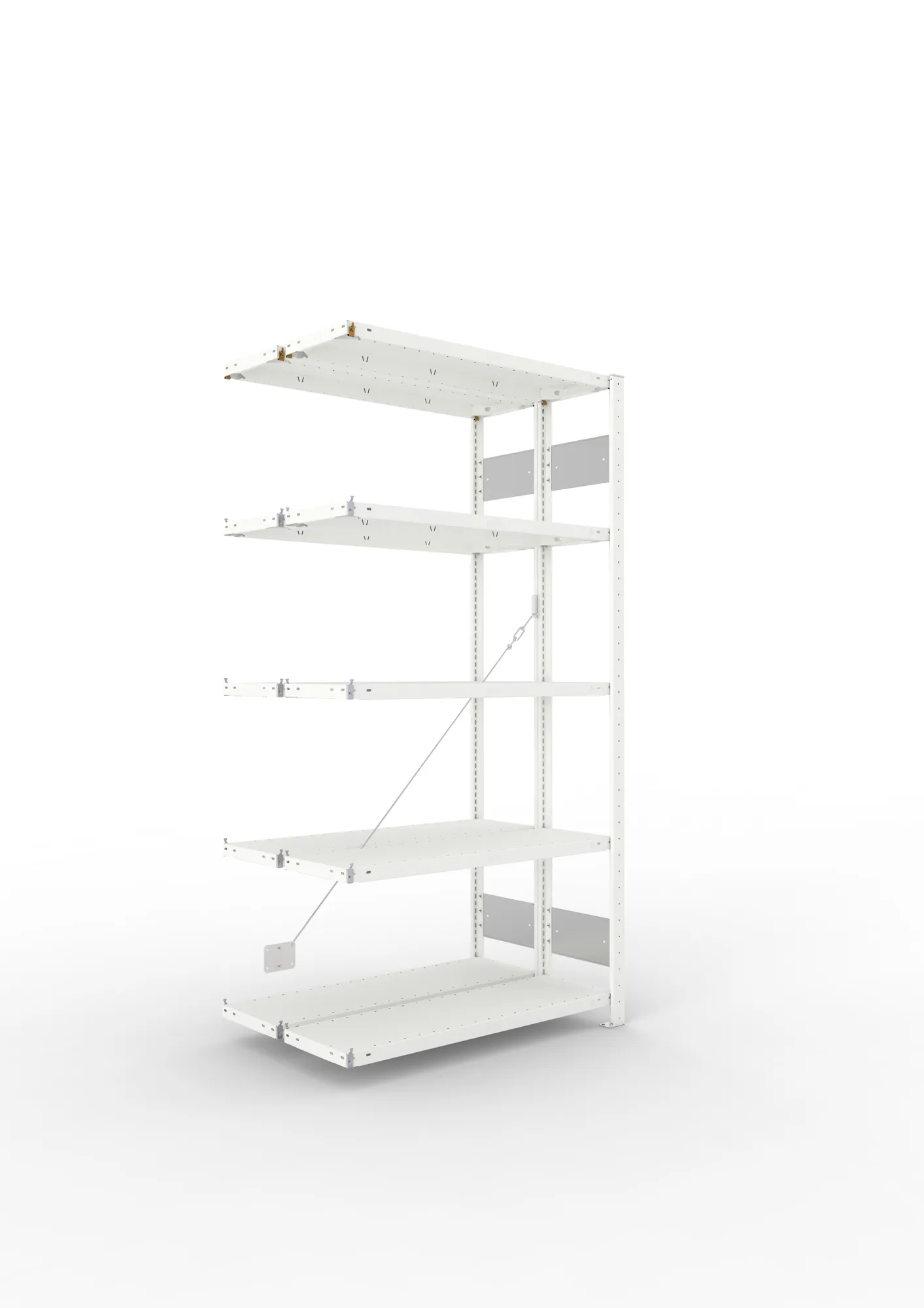 META CLIP S3 | Fachbodenregal | Doppel-Anbauregal | 2000 x 1000 x 300 mm | Fachlast 150 kg | 4+1 Ebenen | RAL 7035