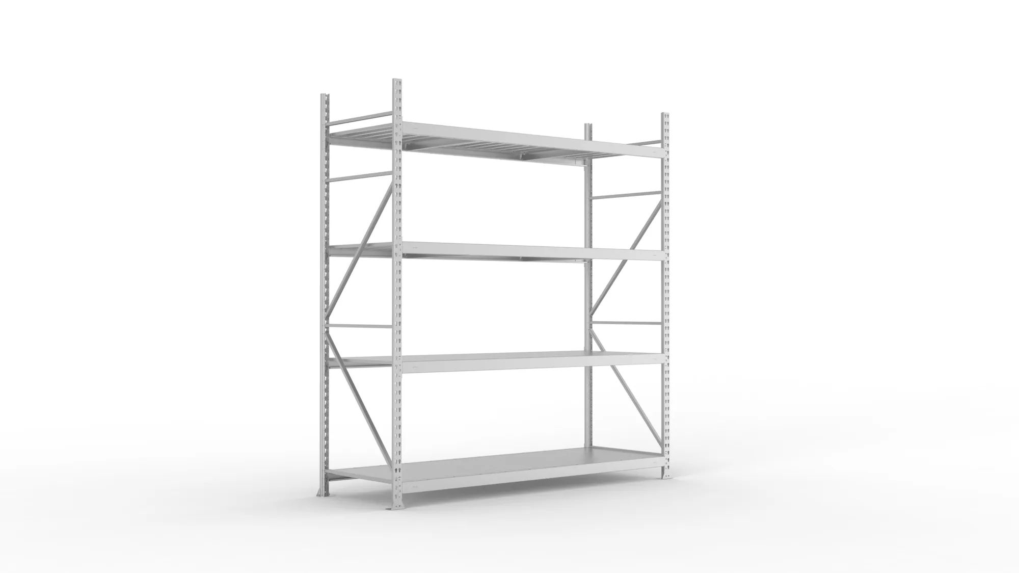 META MINI-RACK Weitspannregal | Grundregal | 2500 x 2200 x 800 mm | Fachlast 600 kg | Stahlpaneelböden | 4 Ebenen